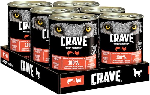 Crave Adult Hundenassfutter Pastete Lachs Truthahn 6 Dosen 6x400g Premium Hundefutter nass hohem Proteingehalt und ohne Getreide hergestellt 100 Prozent natürlichem Lachs Truthahn