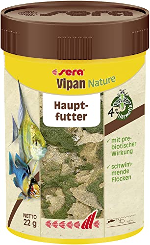 sera Vipan Fischfutter Aquarium Flocken 100 ml wirkt präbiotisch mit Insektenmehl Weniger Algen Dank Flakes Hauptfutter mit sehr hoher Verwertbarkeit Fischfutter Made in Germany