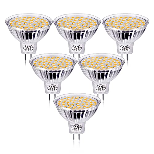 GVOREE GU5.3 MR16 LED Spot Warmweiß 5W Ersetzt 40W Halogen Lampen 6er-Pack. AC DC 12V Flimmerfrei Mr16 Strahler Nicht Dimmbar 120 Abstrahlwinkel