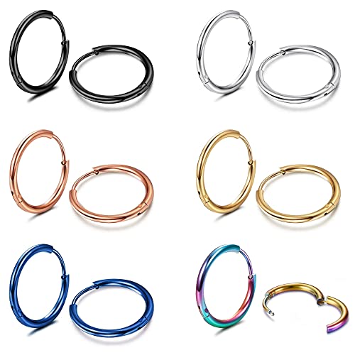 MILACOLATO Kleine für Damen Herren Chirurgenstahl Knorpel Huggie Snug Lobe Nase Lippen Daith Helix Piercing Schmuck Winzige Hoop Hinged Schläferohrringe 6mm