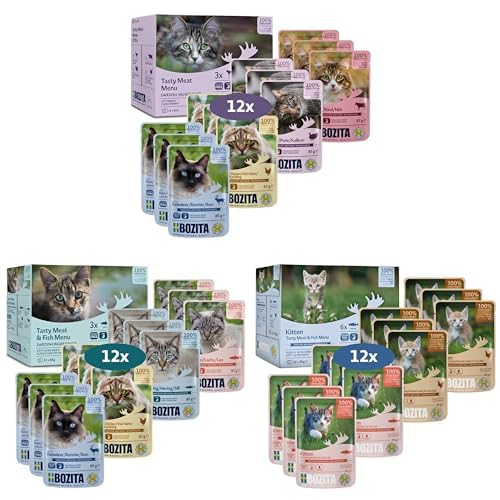 Bozita Multibox Bundle - Nassfutter Häppchen in Sauce - 36x85g Portionsbeutel getreidefreies weizenfreies Futter für Katzen - Katzennassfutter für Erwachsene Katzen