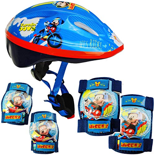 5 TLG. Set - Sicherheitsset - Kinderhelm Fahrradhelm - Disney - Mickey Mouse - Gr. 52-56 - Circa 3 bis 15 Jahre - GrÃ¶ÃŸen verstellbar mitwachsend - TÃœV ..