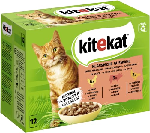 KITEKAT Portionsbeutel Multipack Klassische Auswahl in Sauce 12x85g