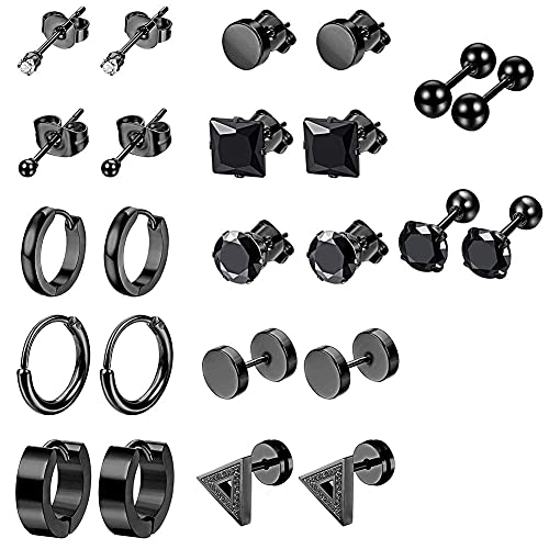 12 Pairs Männer Edelstahl Punk Kreuz Piercing Runde Coole Ohrclips Kreuz Baumeln für Männer Jungen