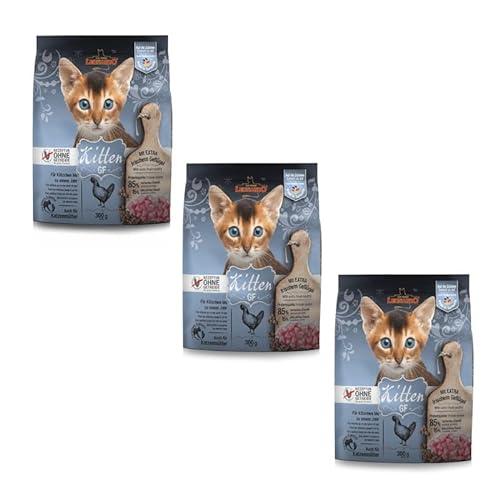 LEONARDO Kitten GF 3er Pack 3 x 300 g Trockenfutter für Kitten Empfohlen zur Unterstützung Einer gesunden Verdauung Optimale Krokettenform