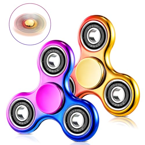 SCIONE 2 Stück Fidget Spinner Regenbogen Sensorisches Hand Fidget Toy Angst Stress Relief Geburtstag Geschenke Finger Spinner für Kinder Erwachsene Jungen Mädchen