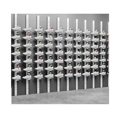 Kommerzielles Schuhregal Wandhalterung für Kinder- und Sportschuhe 120 cm Weiß Schuhaufbewahrung für Einzelhandel und Zuhause