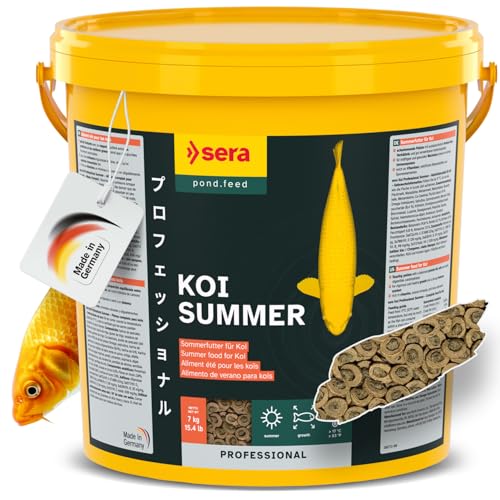 sera KOI Professional Koifutter 7 kg 21L Koi-Fischfutter für den Sommer Koi Futter für Temperaturen über 17 C Geringere Wasserbelastung Weniger Algen