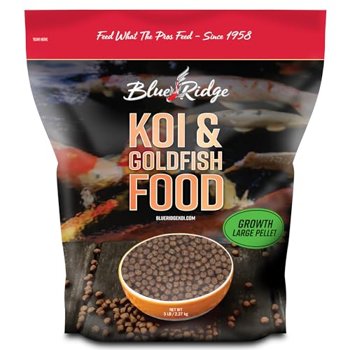 Blue Ridge Fischfutter-Pellets Wachstumsformel für Koi- und Goldfische schwimmende große Pellets ausgewogene Ernährung 5LB Blue Ridge Growth Formula Koi Goldfish Food Blend Size 5 Lb