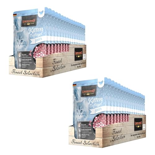 LEONARDO Finest Selection Kitten Geflügel Doppelpack 2 x 16 x 85 g Nassfutter für Kitten Empfohlen für die ersten Lebensmonate Frischebeutel