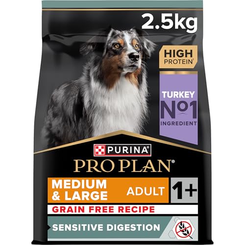 Pro Plan Grain Free Medium und Large Adult Sensitive Digestion Hundefutter trocken reich an Truthahn 1er Pack 1 x 2 5 kg
