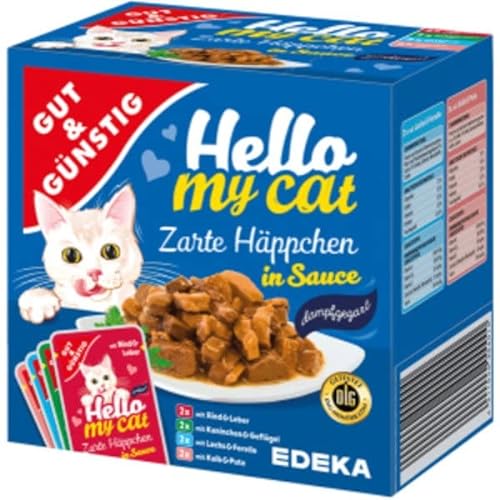 Hunde EDEKA Katzenfutter Gut und Günstig Zarte Häppchen Multi Gelee 8x100g Nassfutter Happy My Cat Blau