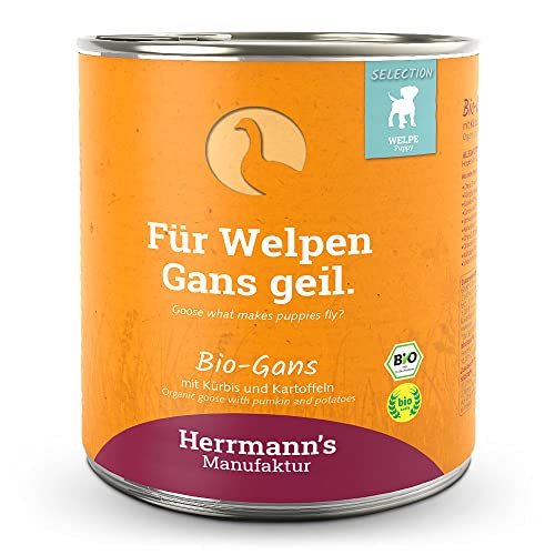 Herrmann s - Selection Puppy Bio Gans mit Kürbis und Kartoffel - 6 x 800g - Nassfutter - Hundefutter