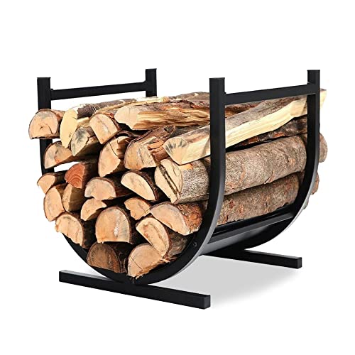 Froadp 44x37x40cm Kaminholzregal Metall Holzlager für Holzscheite Stapelhilfe Brennholzregal Außen Metall-Gestell Holzkörbe Kaminholzständer Feuerholzregal von Feuerholz Brennholz Innen Außen