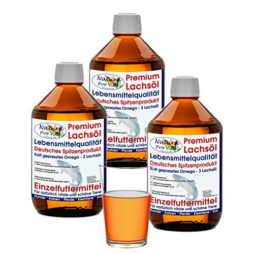 Lachsöl Koi Teichfische kaltgepresst Omega 3 Öl Störe Lebensmittelqualität Lachs Fisch Öl Koi Futter Zusatz Astax Energie Immunkraft Fische im Frühjahr 3L Glasflasche 3X 1L