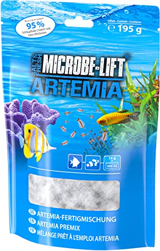 MICROBE-LIFT Artemia - 195 g - Komplettes Set mit Artemia-Eiern Plus Salz bietet ideales Lebendfutter für die gesunde Ernährung von Aquarienfischen in Meer Süßwasser.