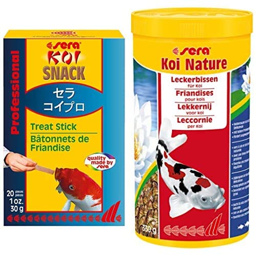 sera Bundle Koi Leckerbissen bestehend aus KOI Snack 20 Stangen und KOI Nature 1000 ml Seidenraupen da frisst Ihr Koi Ihnen aus der Hand