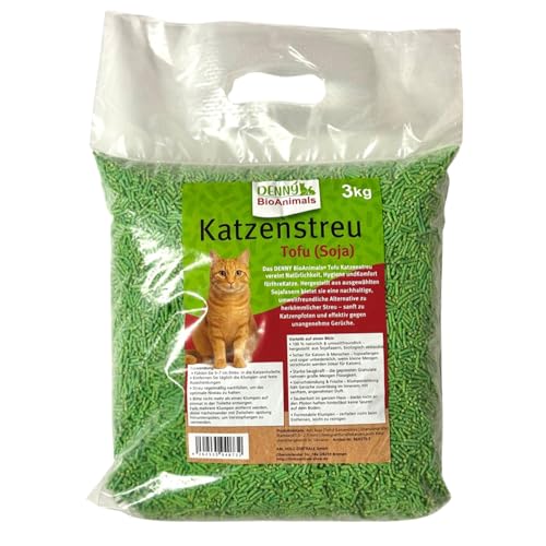 Tofu Katzenstreu 3 kg 8L 100% natürlich biologisch abbaubar Ultra saugstark klumpend staubfrei geruchsneutral nachhaltige Katzenstreu aus Pflanzenfasern 3 kg