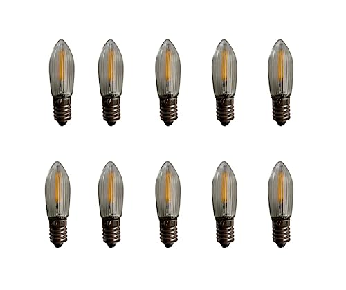 weigla LED Riffelkerzen SET für 10 flammige Schwibbögen - warmweiß - LED Filament Ersatzlampe für Lichterbögen - Leuchtmittel LED für Weihnachtsbeleuchtung - 10 x 23 V 0 2 W E10
