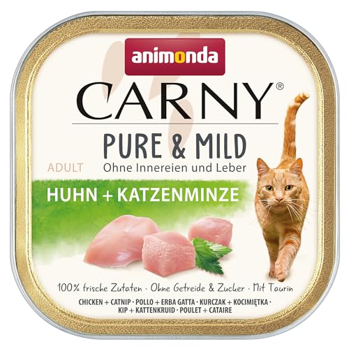 Carny Katzen Nassfutter Pure Mild Huhn Katzenminze 32 x 100 g Leicht verdauliches Katzenfutter für sensible Katzen Katzen Nassfutter von animonda für sensible Katzen ohne Getreide und Zucker