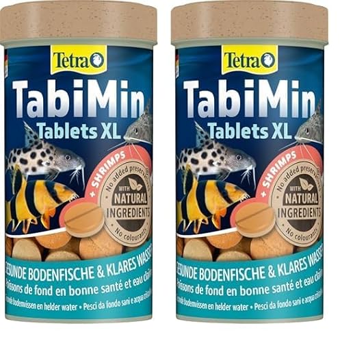 Tetra Tablets TabiMin XL - Tabletten Fischfutter für alle größeren Bodenfische insbesondere für Bodenfische mit größerem unterständigem Maul 133 Tabletten Dose Packung mit 2
