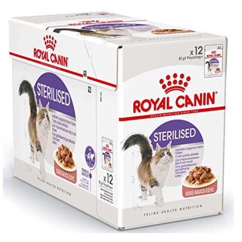 Royal Canin Feline Sterilised 12 x 85g Alleinfuttermittel für kastrierte ausgewachsene Katzen Kleine Stückchen in Gelee im praktischen Beutel Ab dem 12. Lebensmonat