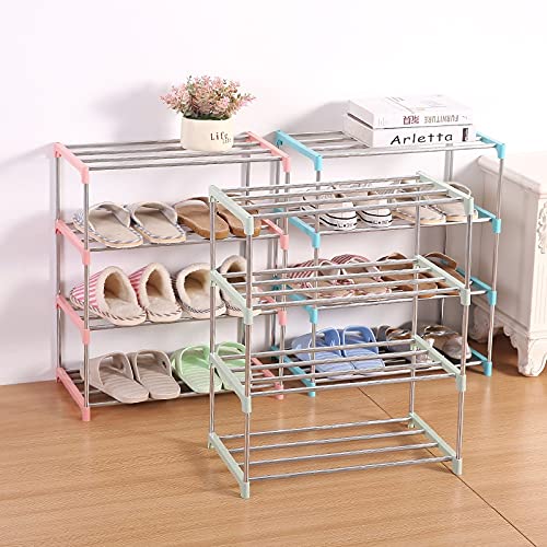 AVOA Schuhregal Einfache Multi-Layer Schuh Rack Edelstahl Easy Montage Aufbewahrungsschuhschrank Schuh Rack Aufhänger Home Organizer Zubehör Schuhhalter Color Green 3 Layer