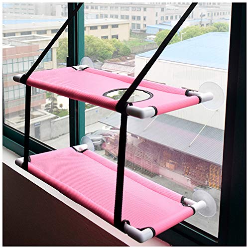 GUOCUätze Zubehör Fensterplatz Window Lounger Haustier Hängematte Sicherheit Katzenbett Hält Bis Zu 20Kg Pink 60 35 63CM