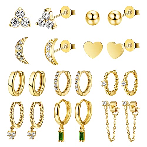 Dochais 10 Paare Creolen Set Mini Creolen Gold Ohrringe Gold Hypoallergene Ohrringe AnhÃ¤nger fÃ¼r Ohrringe Gold Hoop Earrings Ohrstecker Set Ohrringe mit Kette Ohrringe Gold Creolen