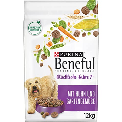  Glückliche Jahre 7 Senior Hundefutter trocken mit Huhn und Gartengemüse 1er Pack 1x 12kg