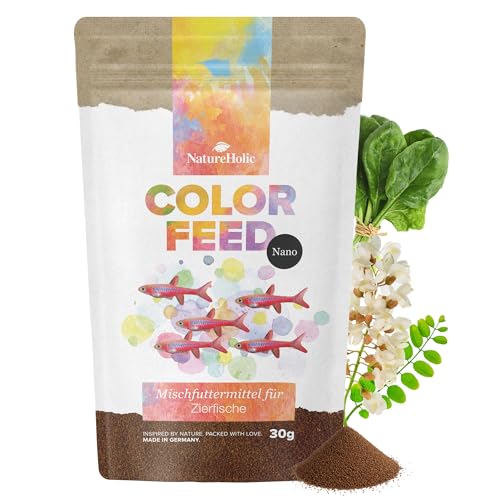 NatureHolic Color Feed Nano - Fischfutter als Softgranulat - mit Krill Spirulina - für Schwarmfische Salmler mehr - leuchtende Farben Vitale Zierfische - klares Wasser - Made in Germany