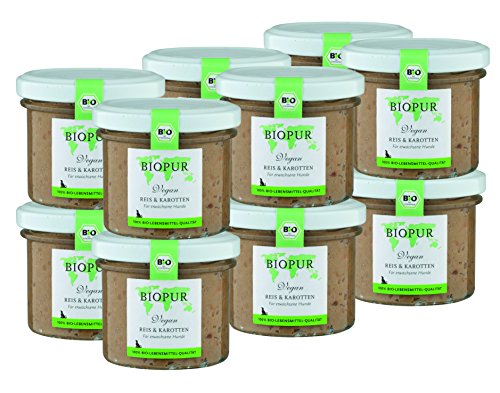 Bio Hundefutter Vegan Reis Karotten für Hunde 12x100g