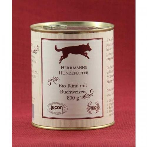 6 x Herrmanns Bio Rind mit Buchweizen und Obst 800 g Nassfutter Hundefutter
