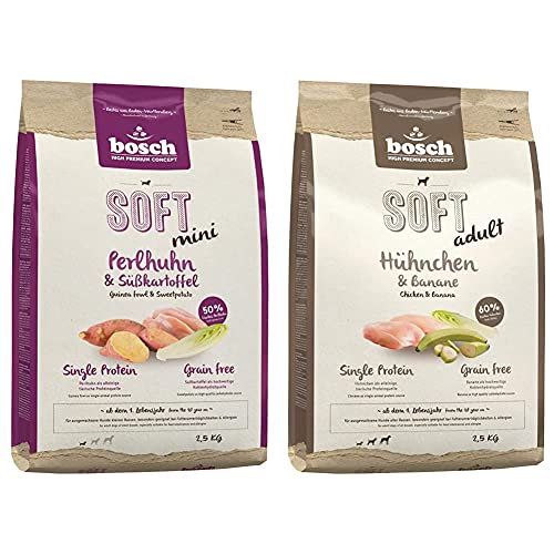 bosch HPC SOFT Mini Perlhuhn Süßkartoffel halbfeuchtes Hundefutter für ausgewachsene Hunde kleiner Rassen 1 x 2.5 kg HPC SOFT Hühnchen Banane 1 x 2.5 kg