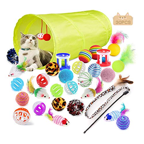 Katzenfederspielzeug Einziehbar interaktives Interaktive Federn Federwedel Interaktives Saugnapf Katze Zauberstab Spielzeugdraht Farbe3 30PCS