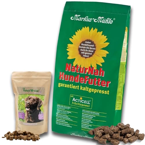 Markus Mühle NaturNah Kaltgepresst Hühnertrockenfleisch Vollkornmais Wild 15kg 15kg Markus Mühle Naturnah 800g Naturpfötchen Freilandgans