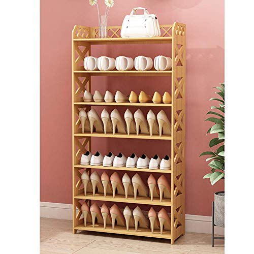 AOLI 3-7 Storey Bambusschuhregal Einfache Schuhregal Mehrschichtige Schuh Bank Massivholz Schlafzimmer Montieren Sie den Eingang Schuhregal T-Turm 96X24X120Cm R 60 24 120 cm