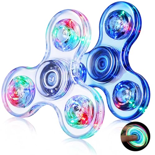 Gigilli 2 Pack LED Light Kristalle Finger Toy Party Favors für Stressabbau Anti Angst Sensorisches Weiß Blau