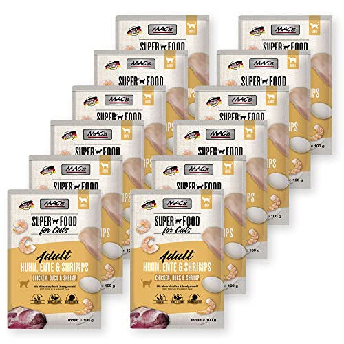 Mac s Katzenfutter Nassfutter Pouch Huhn Ente Shrimps 12x100g