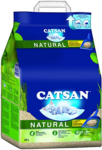CATSAN Natural Kompostierbare Klumpstreu fÃ¼r Katzen aus 100% Pflanzenfasern 1 x 20 Liter
