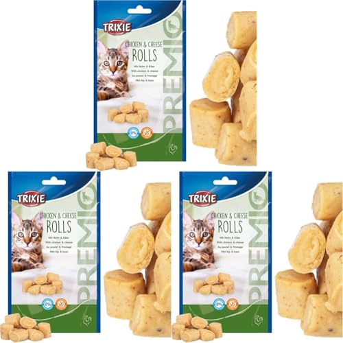 Trixie Katzensnack Premio Chicken Cheese Roll - leckere Katzenleckerlis mit Huhn Käse - aus natürlichen Zutaten 50g - 42764 Packung mit 3