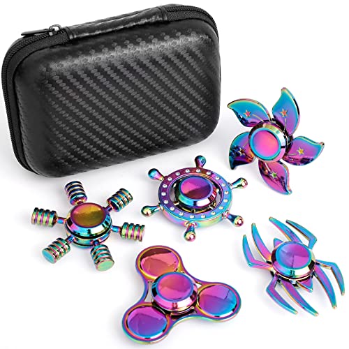 Anzmtosn Cooles Fidget-Spinner-Spielzeug aus Metall für Kinder und Erwachsene Kleiner Finger-Hand-Spinner Gadget Schreibtisch-Spielzeug Kreisel Fokus Partygeschenke Strumpffüller Fidget-Pack