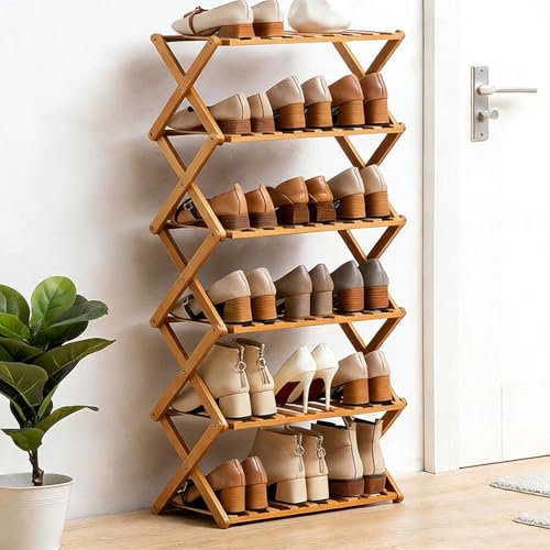 Onxyrbyte Schuhregal Schmal Holz Bambus Faltbare Schuhregal Multifunktionales Schmales Schuhregal Nicht Leicht Zu BeschäDigen Kleiner Raum FüR Korridore Schlafzimmer Wohnzimmer Ecke