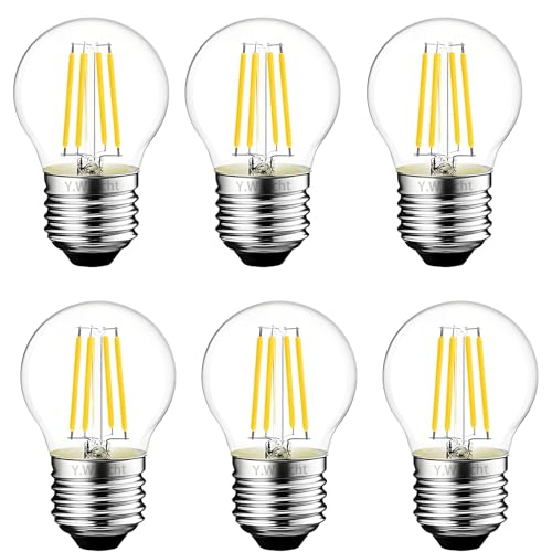 Y.W.Licht E27 LED Lampe Dimmbare 2700K Warmweiß G45 E27 LED-Glühbirne 6W E27 Vintage Glühfaden Golfball P45 G45 Design für Kronleuchter Pendelleuchten Tischlampe und Dekorationslampen 6 Stück