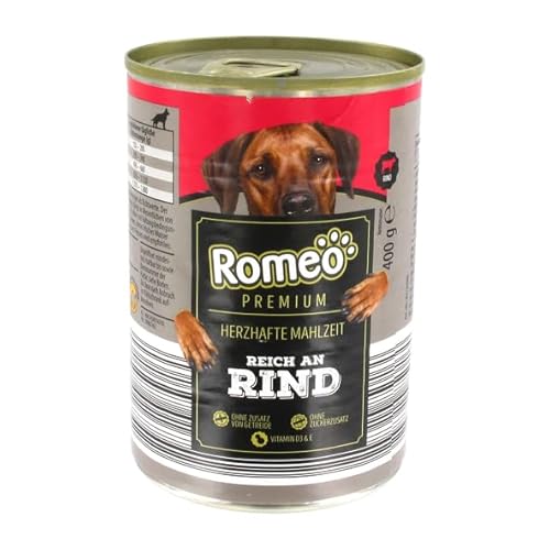 Romeo Premium Hunde-Nassfutter Rind Herzhafte Mahlzeit 6 x 400 g