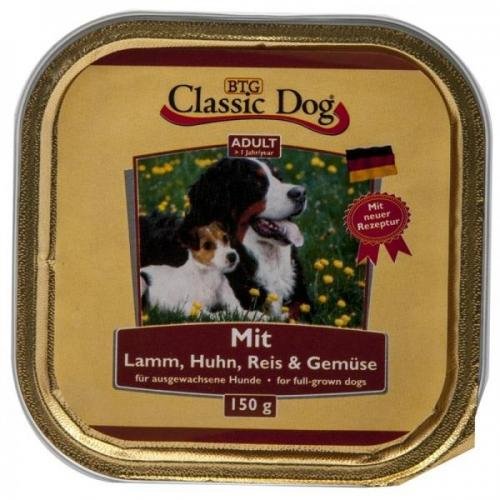 20 x Classic Dog Schale Lamm Huhn Reis Gemüse 150g Nassfutter Hundefutter
