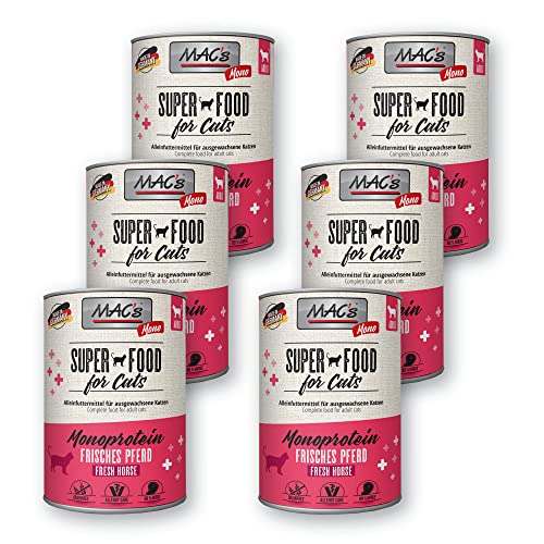 Mac s Cat Katzenfutter Mono Pferd Nassfutter Dosen 6x400g getreidefrei