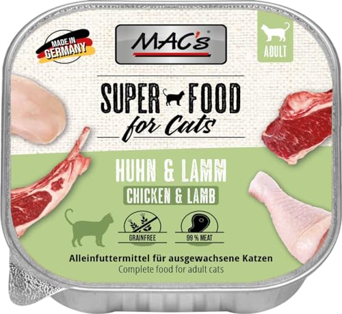 Mac s Cat Premium Nassfutter für Katzen 16 x 100 g Huhn und Lamm