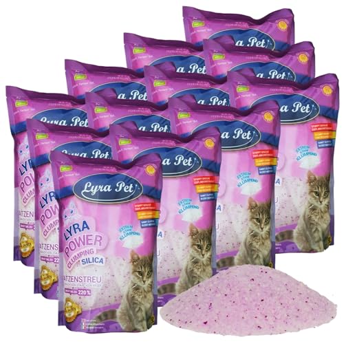 Lyra Pet 12 x 5 L 60 L Lyra Power Clumping Silica Silikat Katzenstreu Stark Klumpend Saubere Wohnung Neutralisiert den Geruch Staubfrei Sparsam im Gebrauch Nachfüllen statt Neufüllen