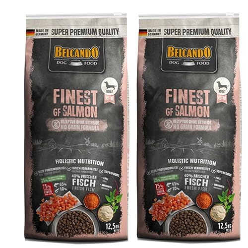 Belcando Finest GF Salmon 2 x 12 5 kg getreidefreies Hundefutter Trockenfutter für kleine mittlere Hunde Alleinfuttermittel für Hunde ab 1 Jahr Sparpaket